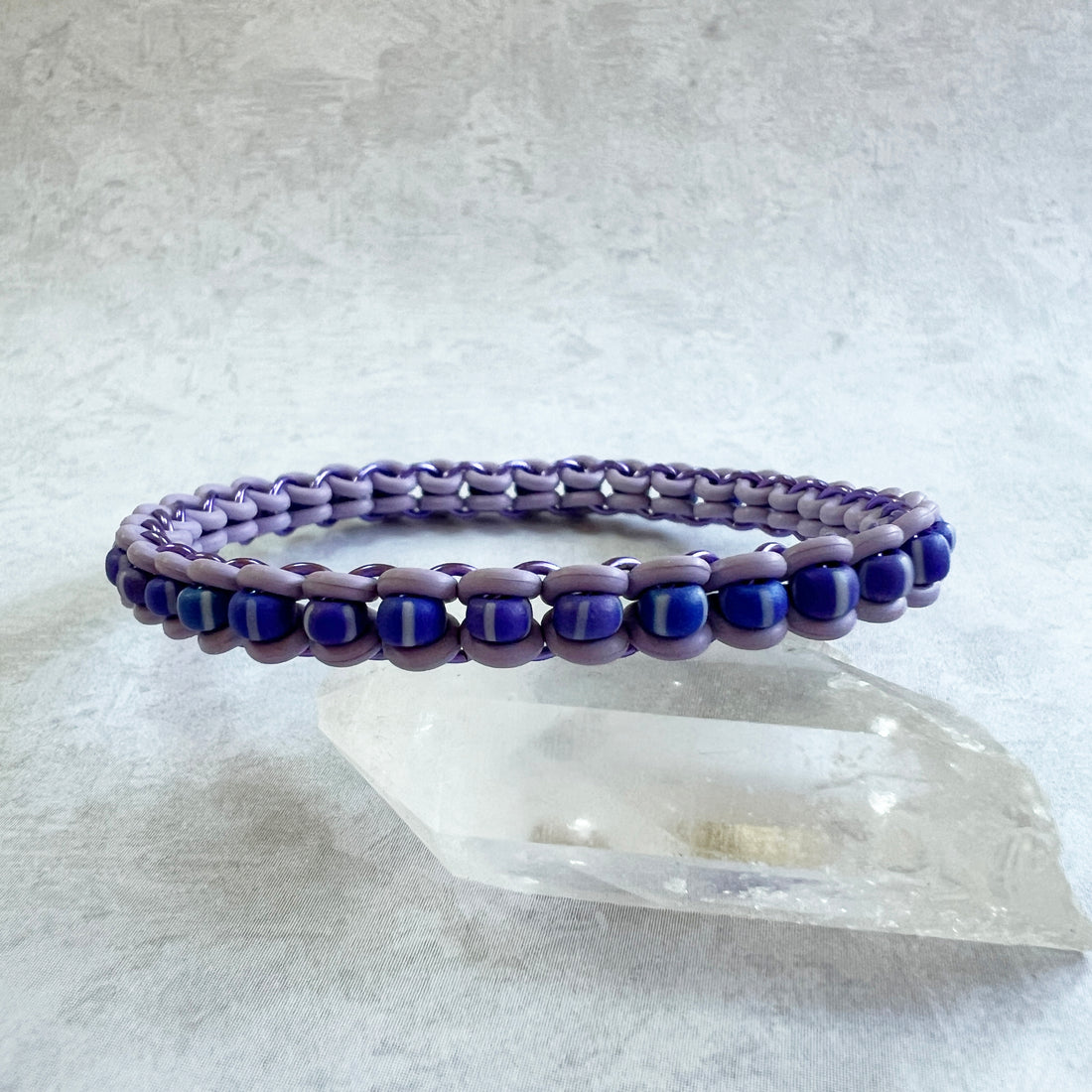 Beaded Stretch Bangle with Czech Seed Beads - Chainmaille Project