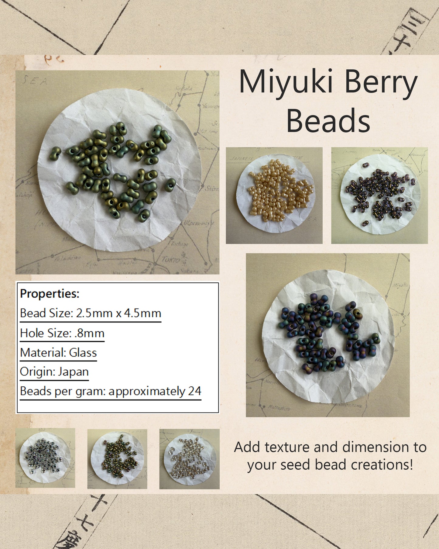 Miyuki Berry Beads (10 grams)  2.5x4.5mm - choose color