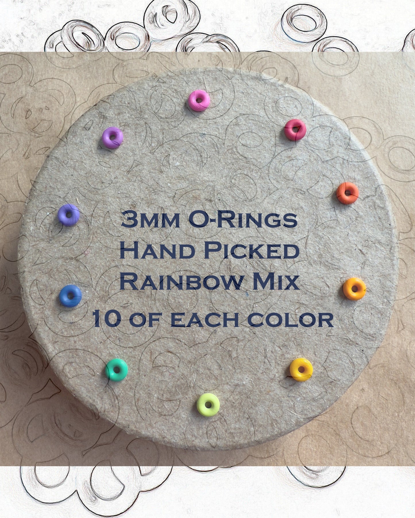 3mm Rubber O-Rings (ID: 1.1mm) - Hand Picked Rainbow Mix
