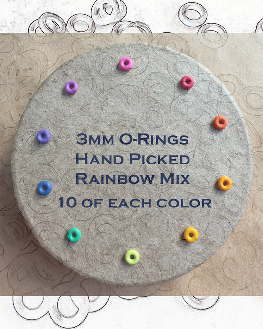 3mm Rubber O-Rings (ID: 1.1mm) - Hand Picked Rainbow Mix