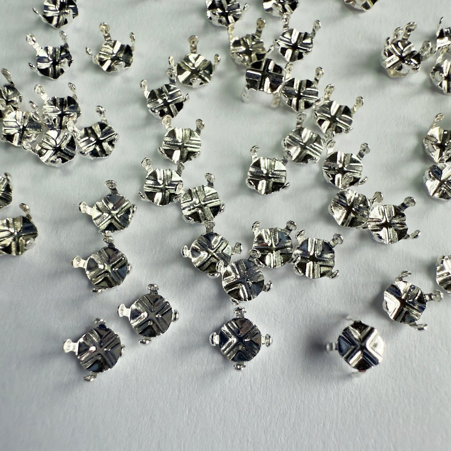 3mm - 3.4mm Rose Montee Settings Silver Plate - Quantity 50