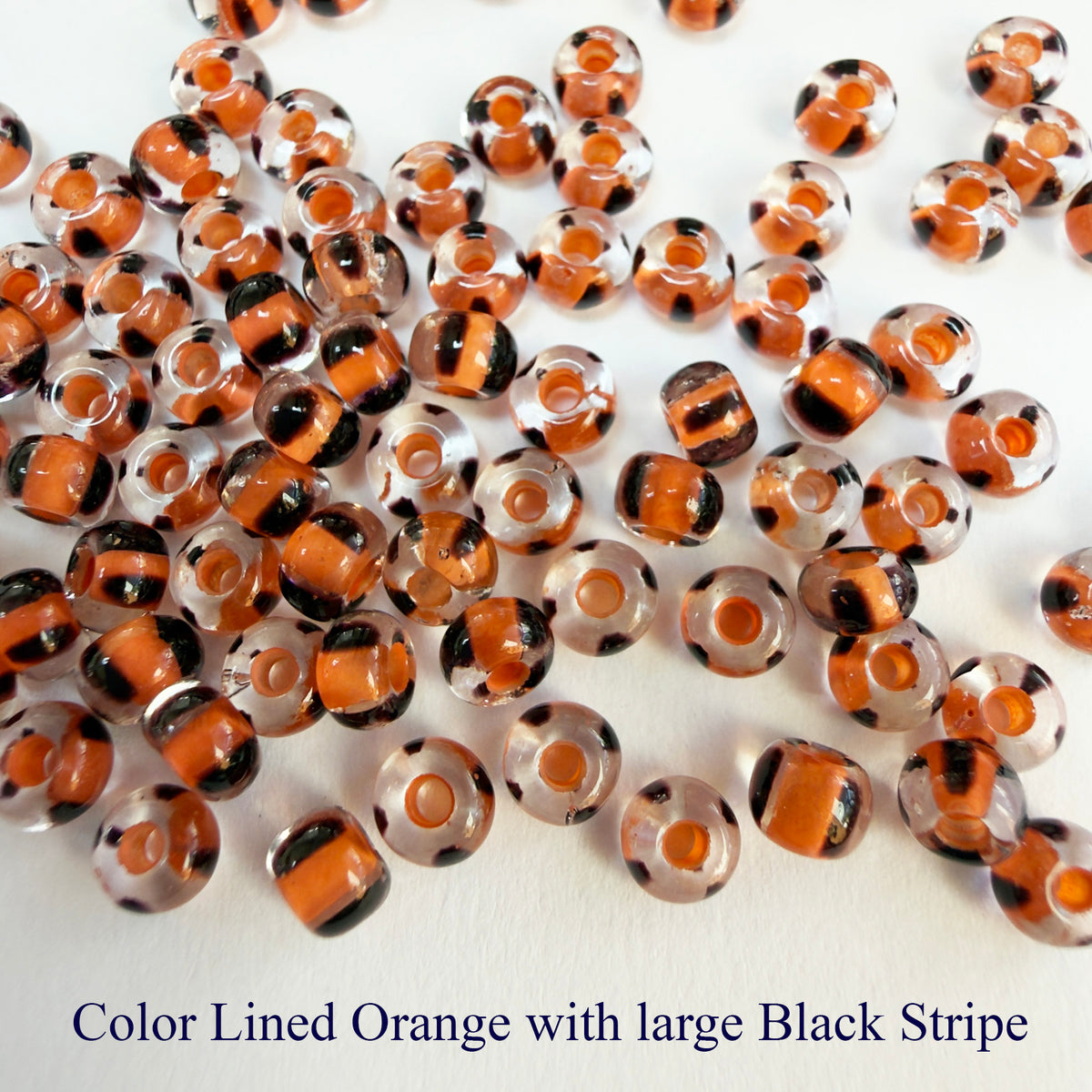 Striped Seed Beads 6/0 Large Stripe 20 gm Choose Color