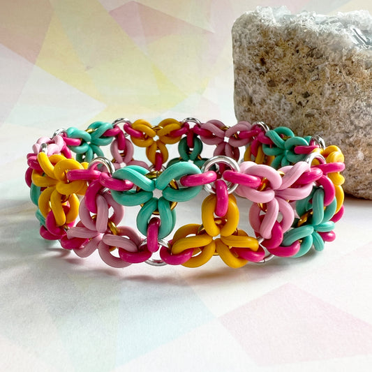 Tri Flower Stretch Bracelet 12mm Kit with FREE Video Sorbet Colors fits 6 1/2 inch Wrist