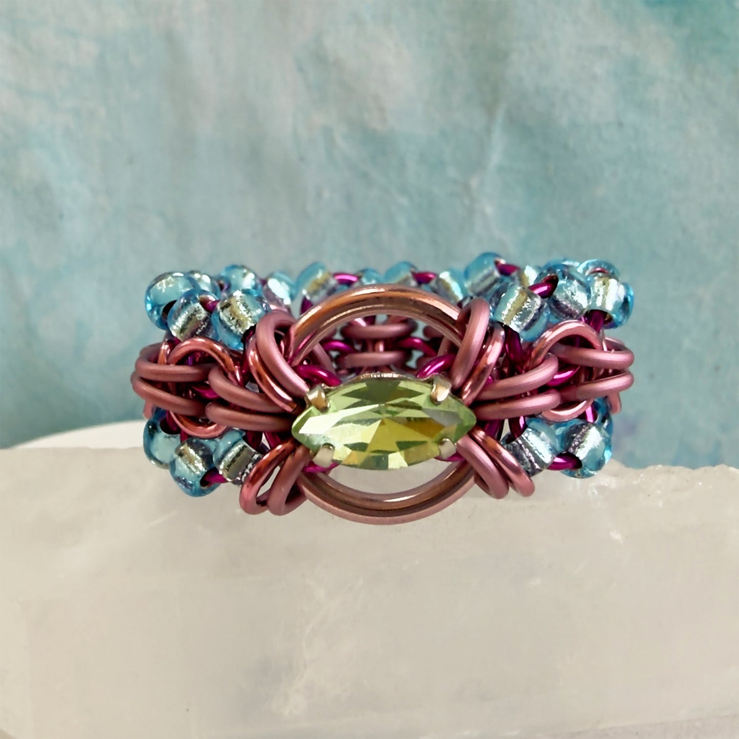 Back to Work Beaded Navette Ring Kit with Video Class - Pink Candy