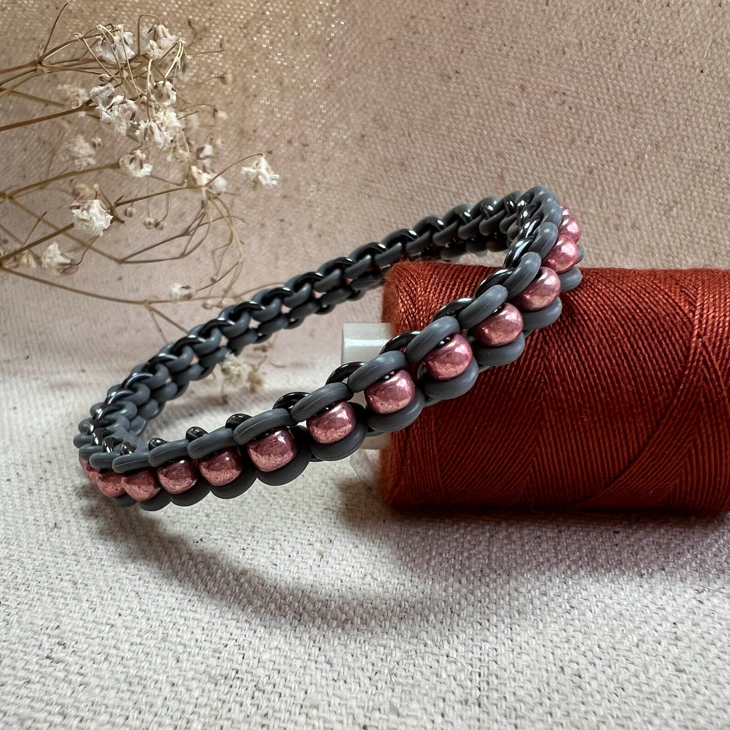 Beaded Stretch Bangle Grey & Metallic Color Mini Kit and Free Video - Choose Color