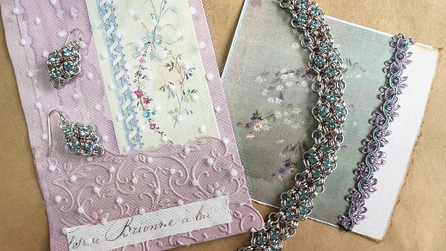 Diamond Shapes with Rhinestones Bracelet & Earrings Tutorial with Active Links - No Physical items included