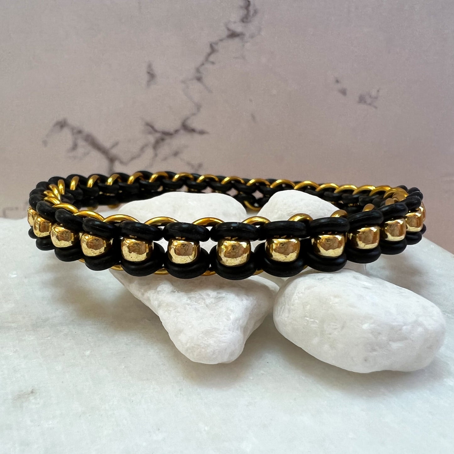 Beaded Stretch Bangle Black & Metallic Mini Kit and Free Video - Choose Color