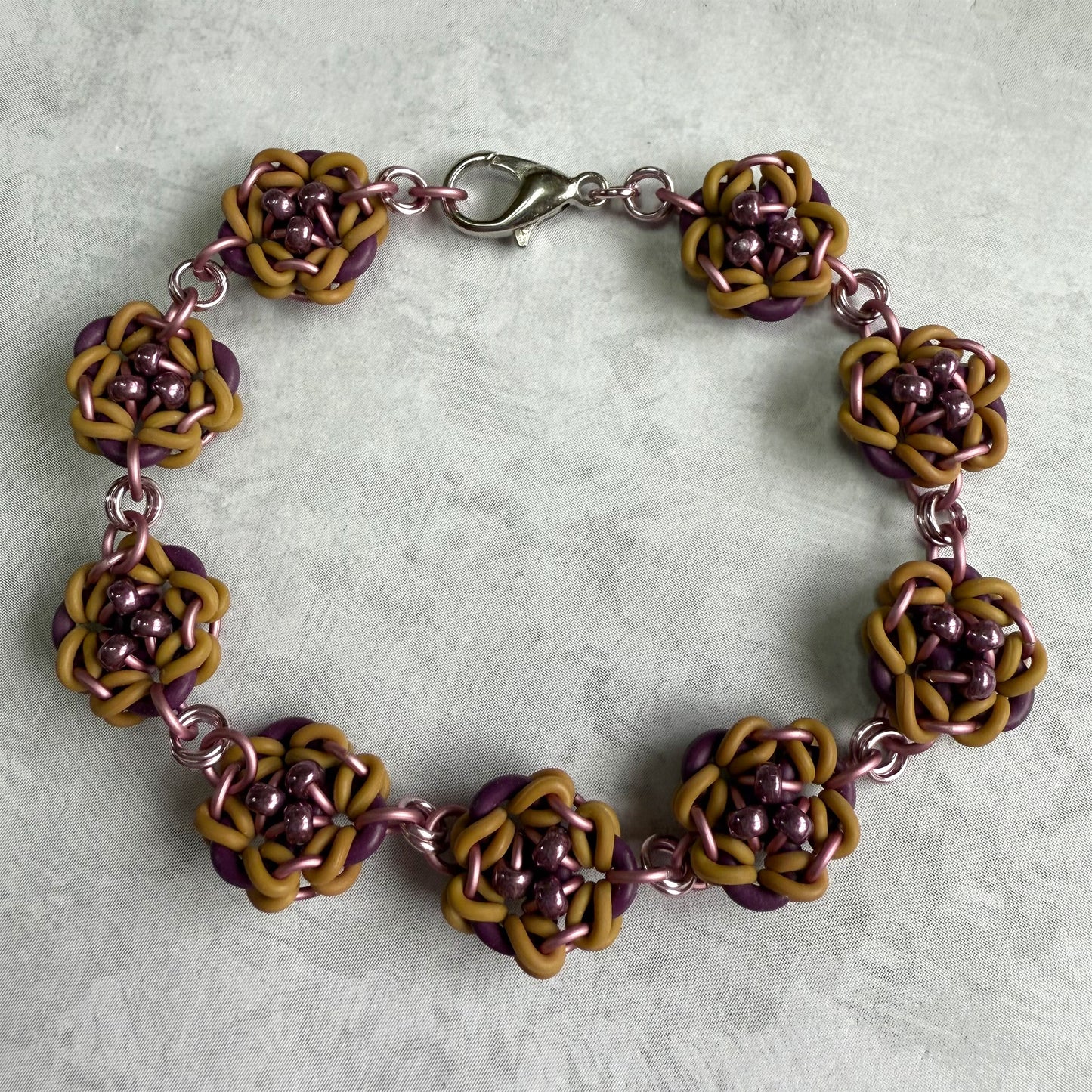 Beaded Roses Bracelet Kit with Video Class - Khaki Tan, Amethyst, Pink & Eggplant