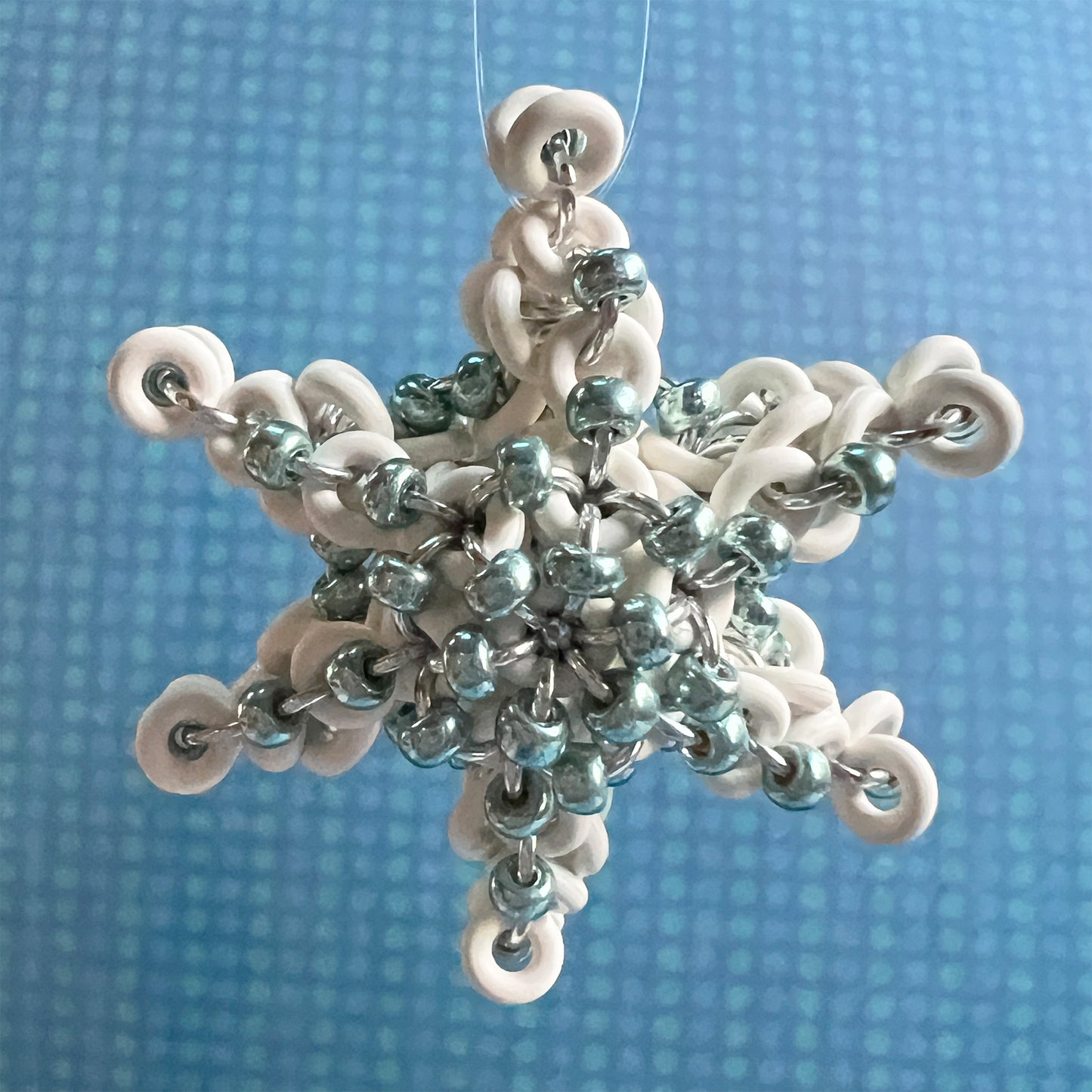 Beaded Spine Snowflake Ornament Kit with Video Class - White, Silver & Metallic Sea Foam