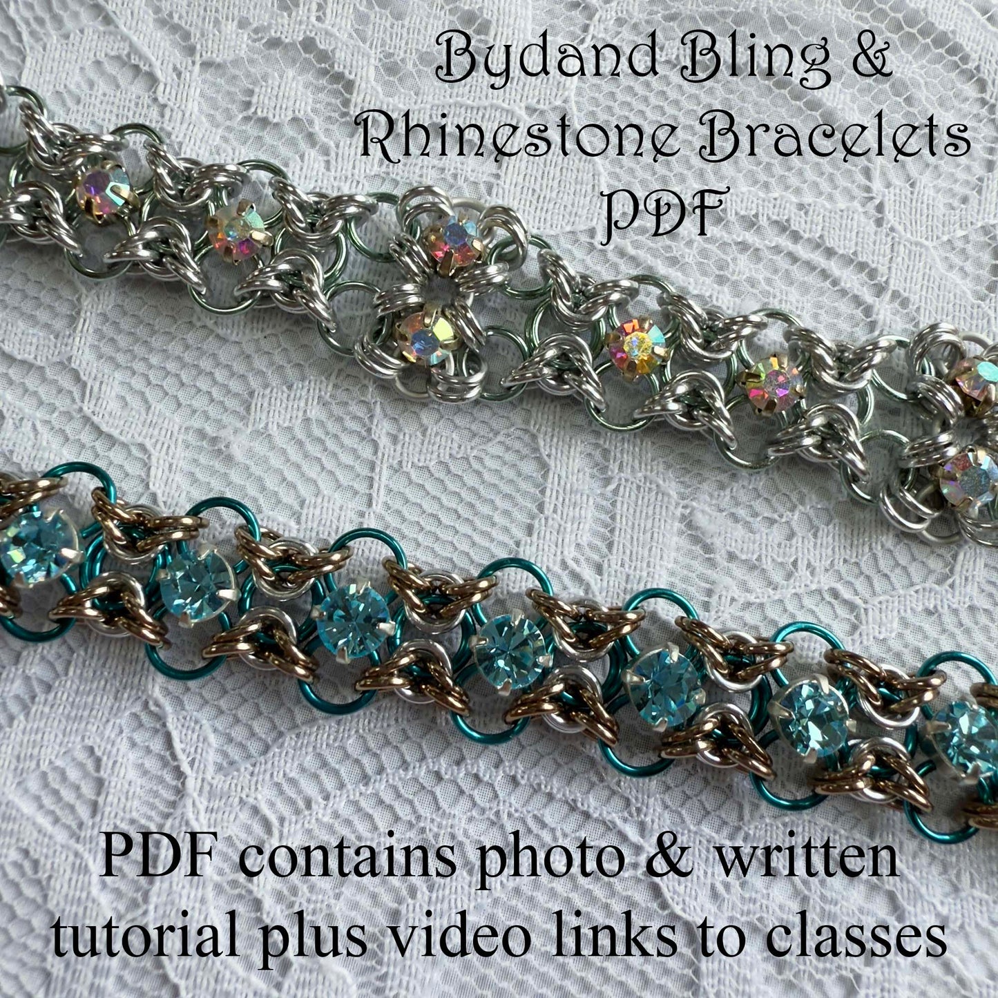Bydand Rhinestone Bracelet & Bydand Bling Bracelet PDF Tutorial with Video Classes - no physical items
