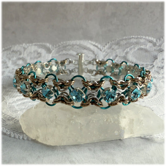 Bydand Rhinestone Bracelet Kit with Video Class - Teal, Champagne, Silver and Aqua Bohemica