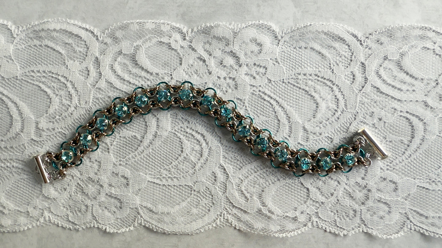 Bydand Rhinestone Bracelet Kit with Video Class - Teal, Champagne, Silver and Aqua Bohemica