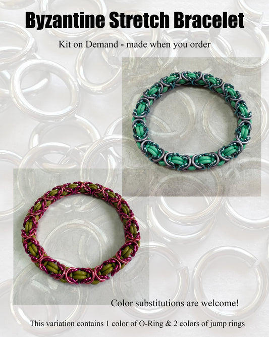 Byzantine Stretch Bracelet Kit with FREE video - 1 O-Ring Color 2 Jump Ring Colors (Kit on Demand)