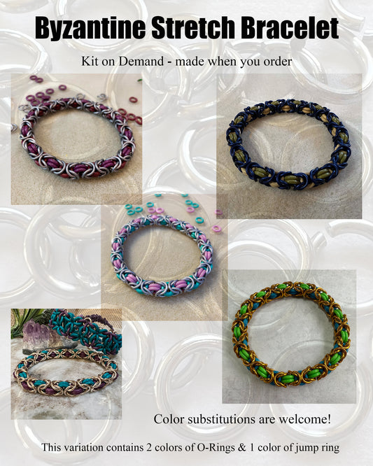 Byzantine Stretch Bracelet Kit with FREE video - 2 O-Ring Colors 1 Jump Ring Color (Kit on Demand)
