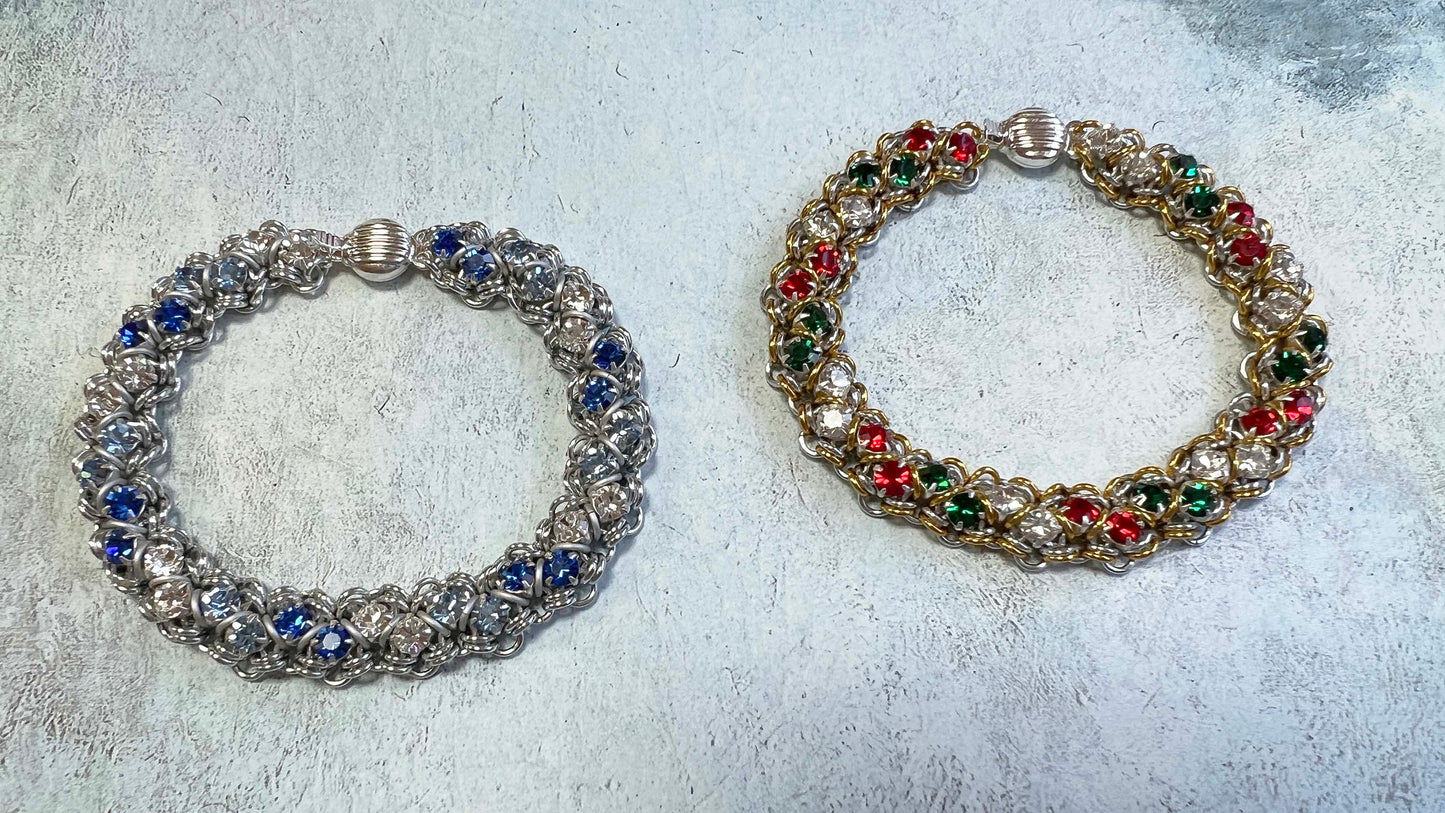 Stripe and Sparkle Bracelet Kit and Video Class - Christmas Colors