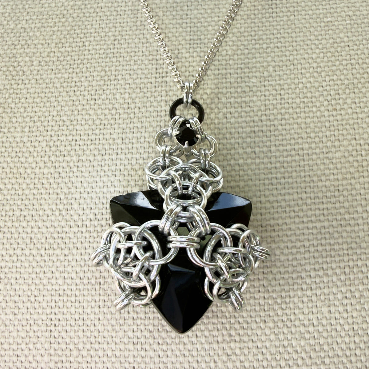 Caged Triangle Pendant Kit with Video Class - Silver & Black