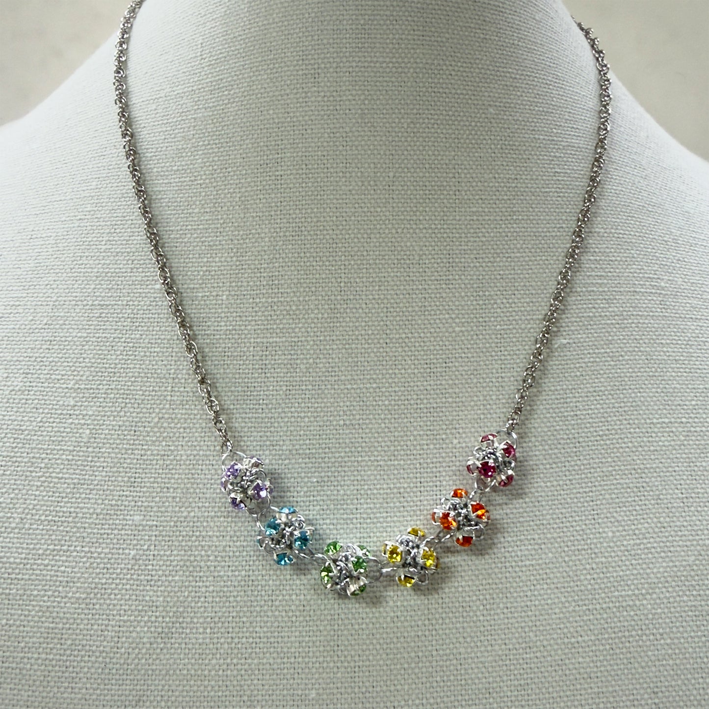 Caterpillar Link Rhinestone Necklace Kit with Video Class - Tropical Rainbow
