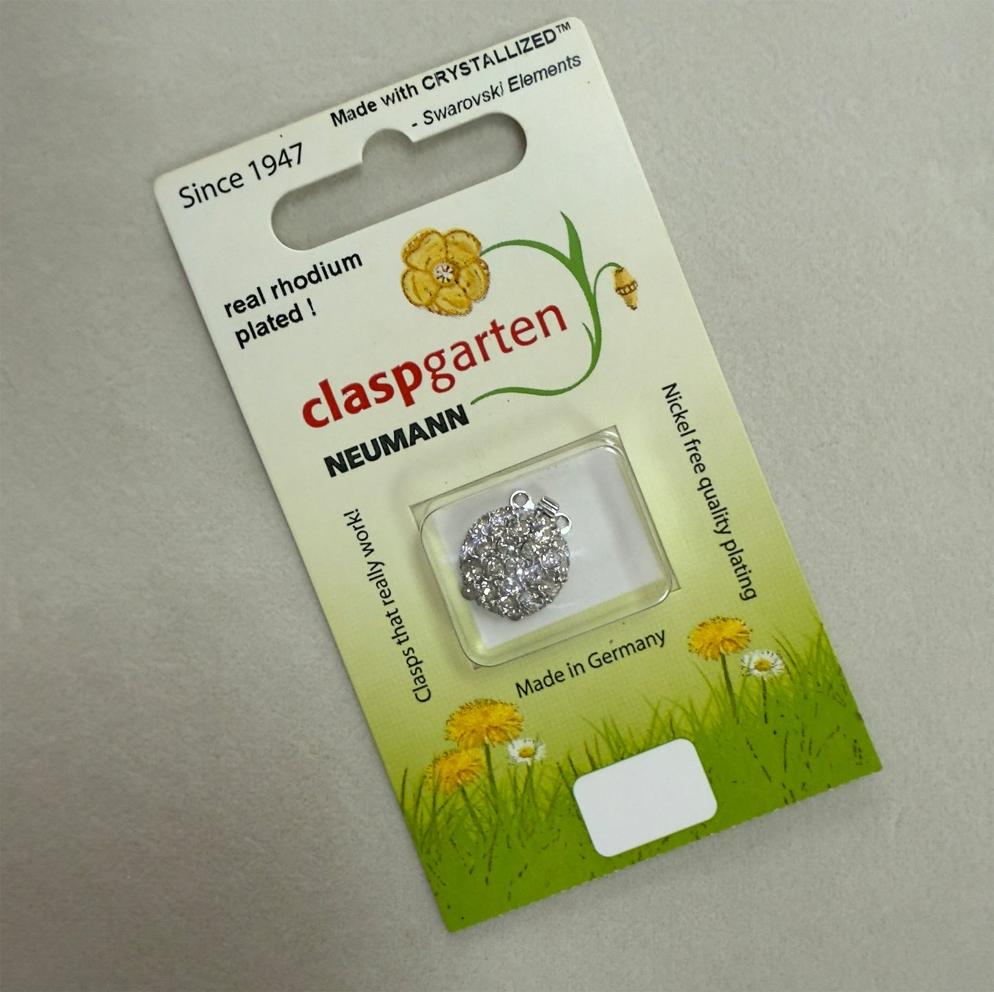 German Clasp Rhodium Plated Box Style 2 Hole (1 piece) - choose style and color