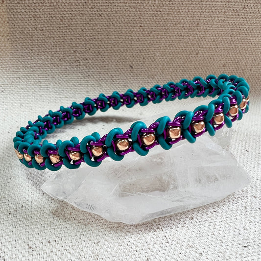 Coyote Micro Beaded Stretch Bracelet Kit with Video Class -Teal, Violet & Rose Gold