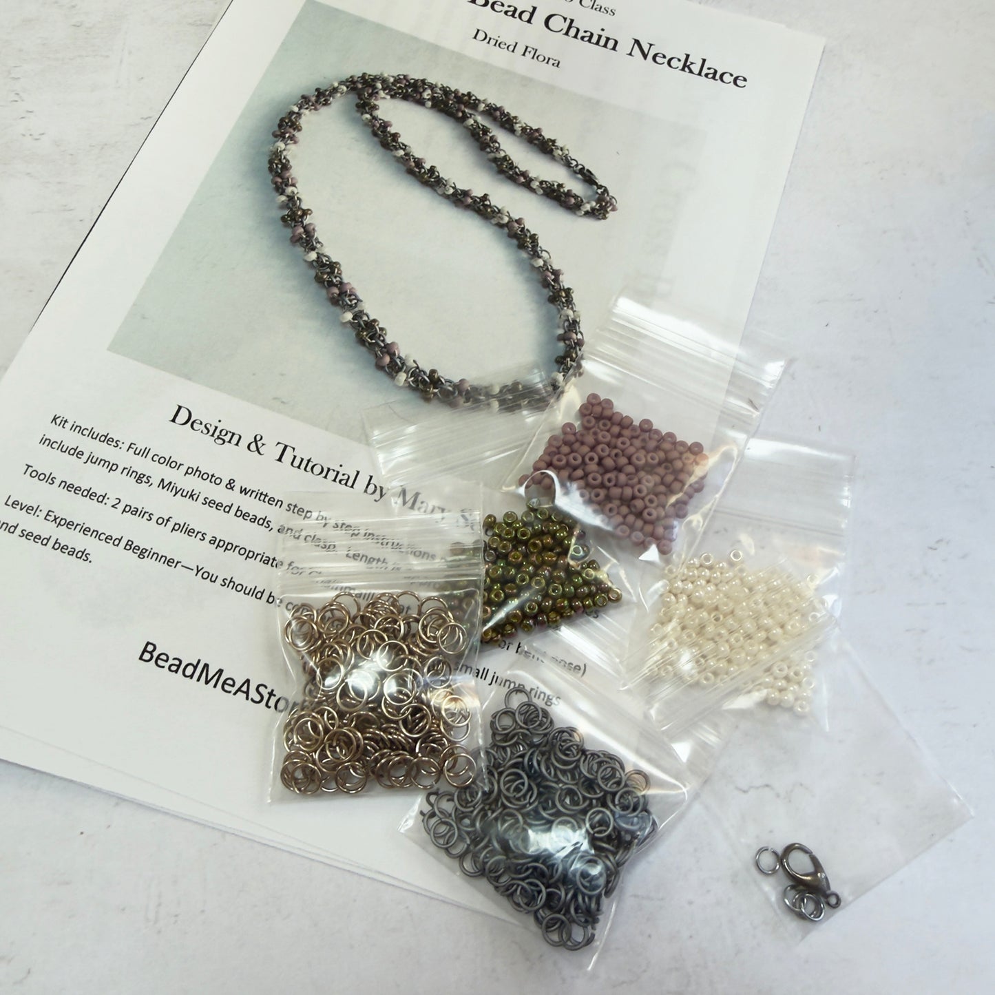 Criss Cross Bead Chain Necklace Kit with Video Class - Dried Flora