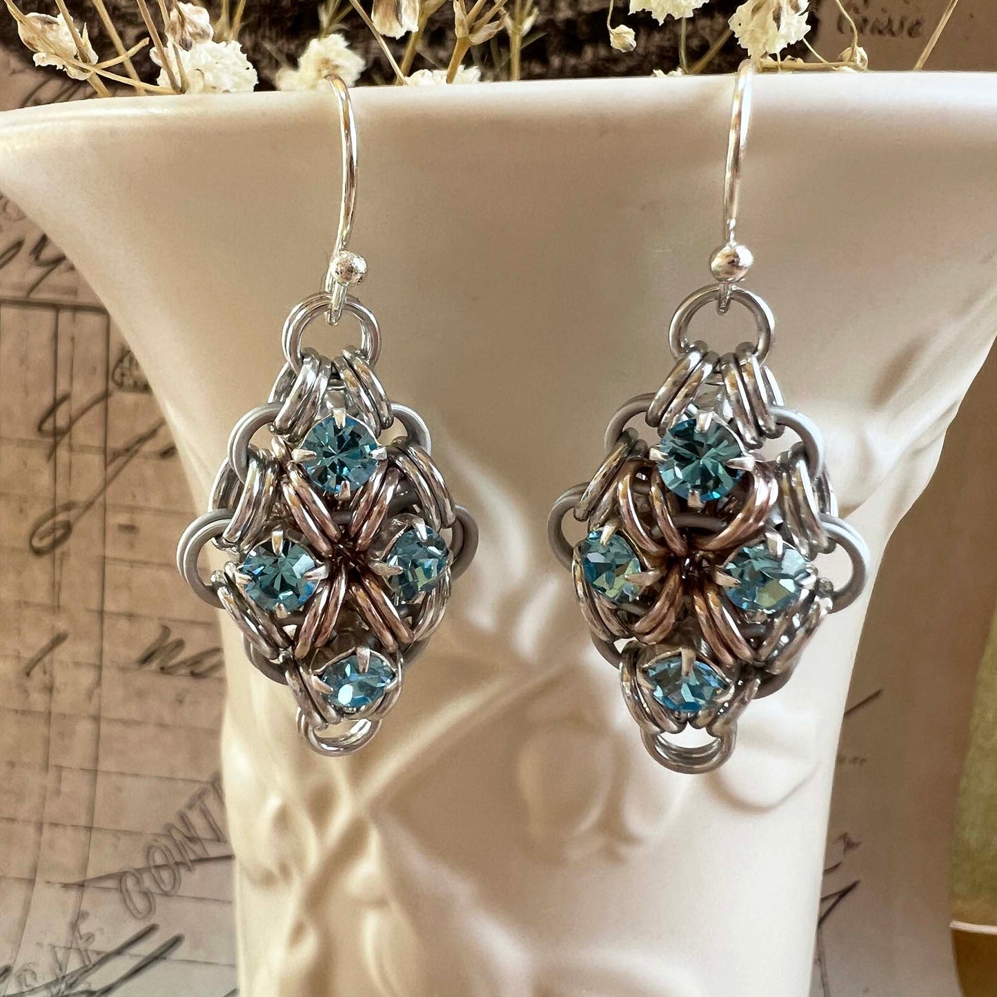 Diamond Shapes with Rhinestones Bracelet & Earrings Tutorial with Active Links - No Physical items included