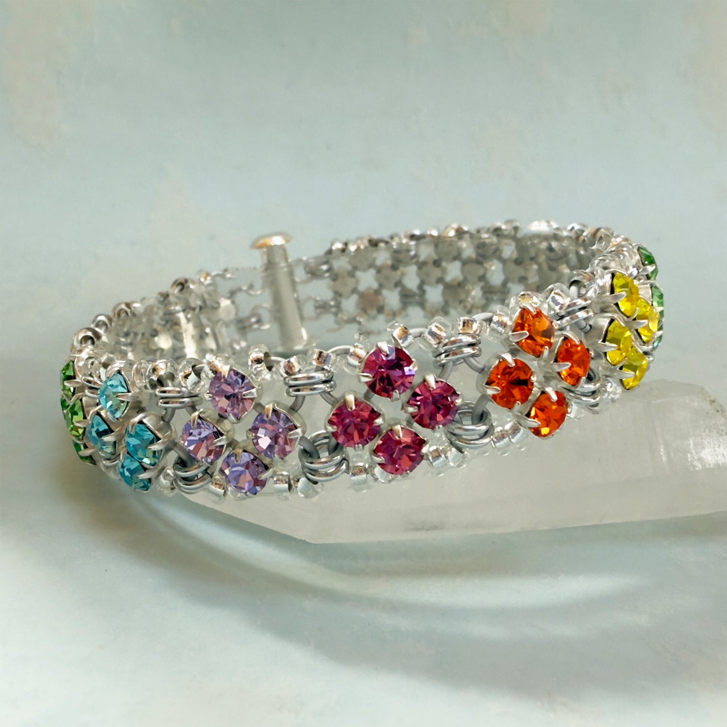 Diamonds & Sparkles Bracelet Kit with Video Class - Silver & Tropical Rainbow