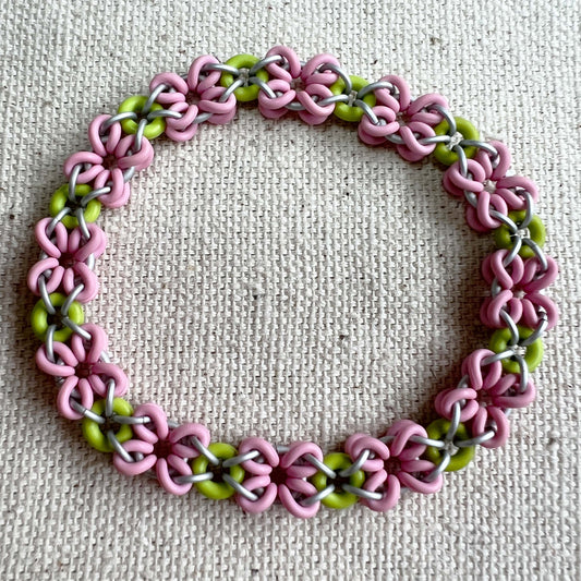 Dimensional Flower Stretch Bracelet kit with FREE video - Cupcake Pink and Bright Kiwi
