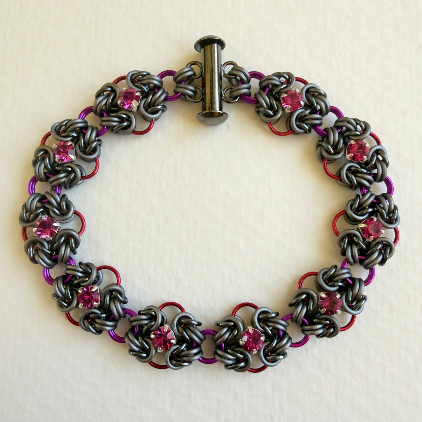 Double Byzantine Rhinestone Bracelet Kit with Video Class - Magenta Mix