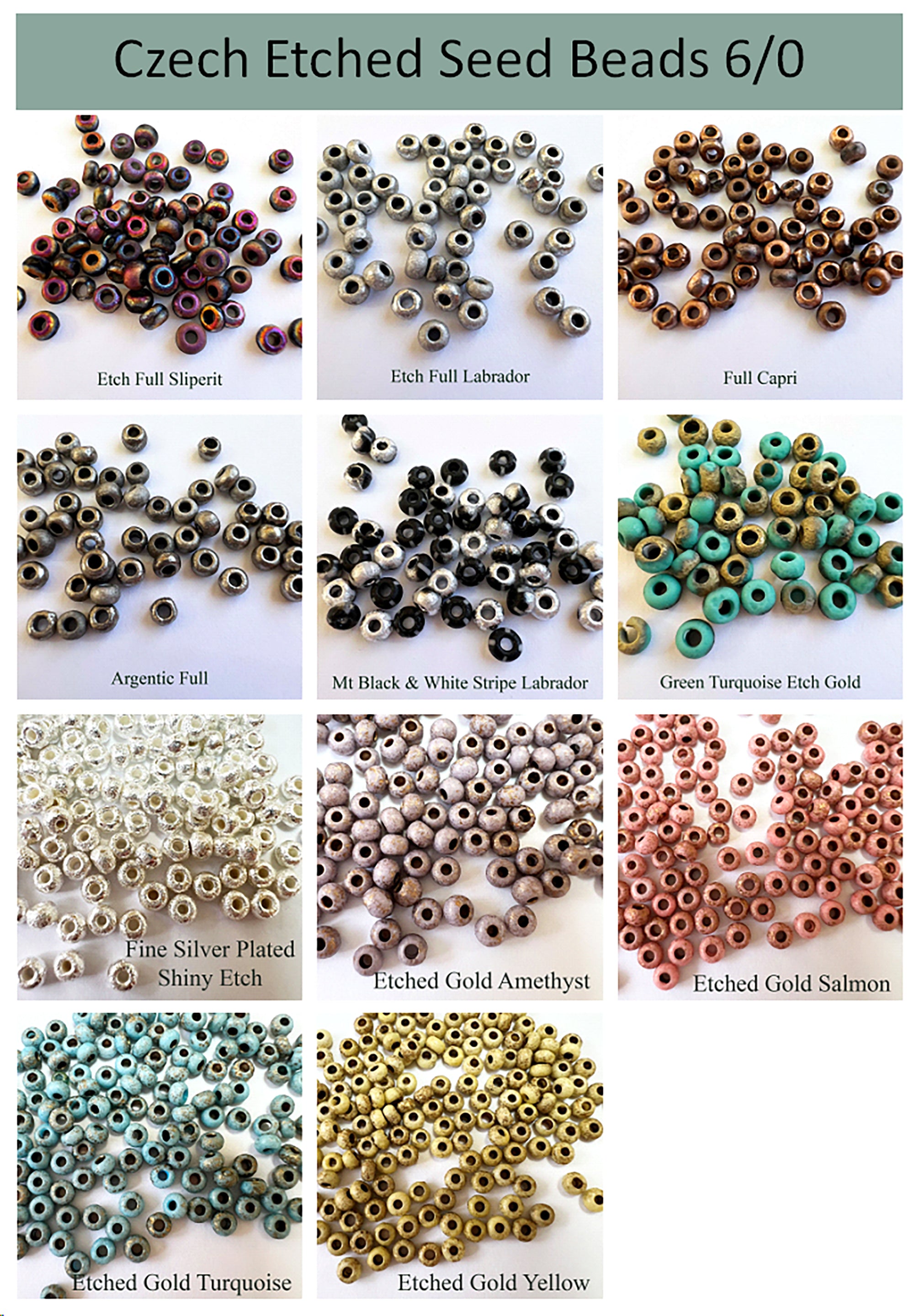 Etched Finish Czech Beads 6/0 choose color