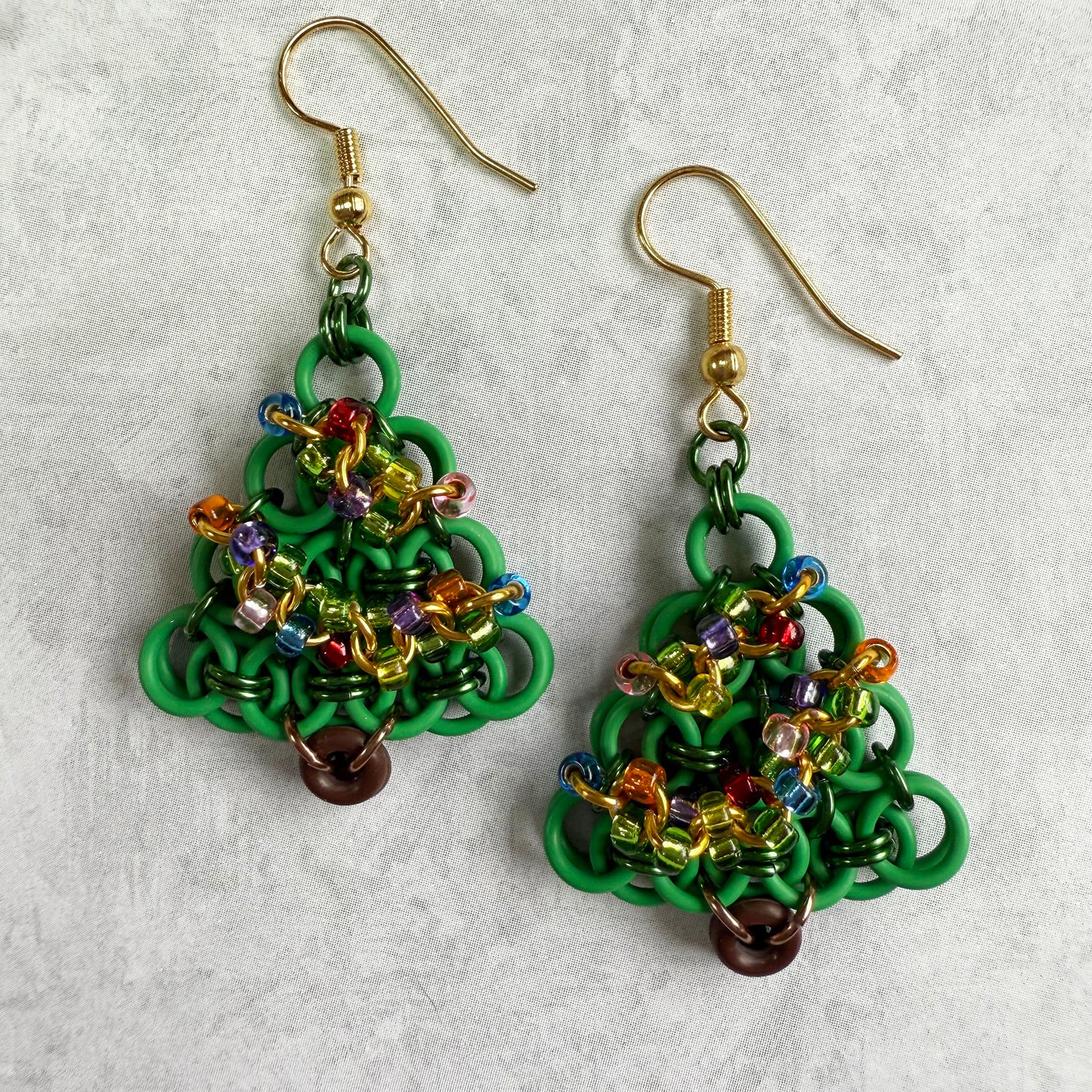 Helm Beaded Holiday Tree Earrings Kit with Free Video Class - Green & Multi