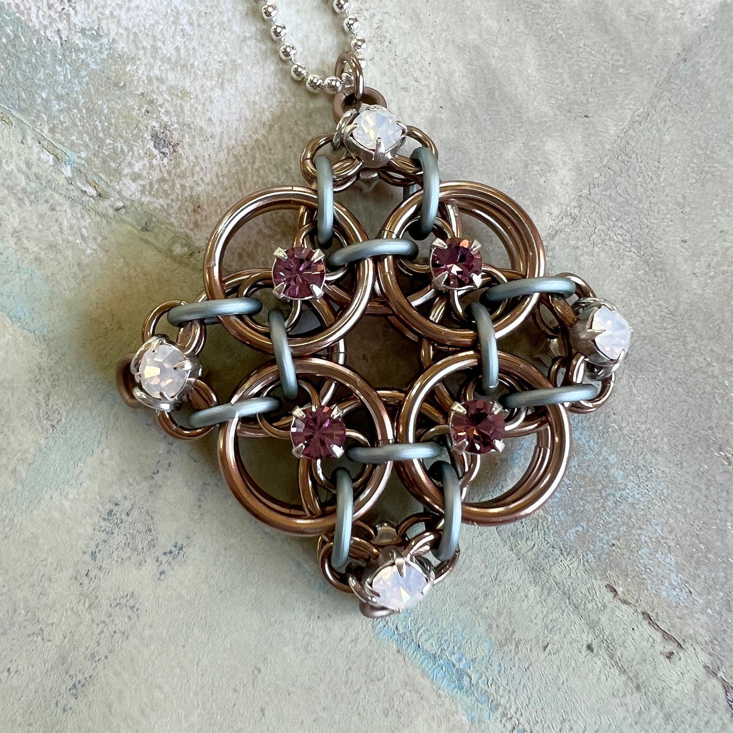 Helm Rhinestone Pendant Kit with Video Class - Champagne, Mt Sea Foam, White Opal and Lt Amethyst