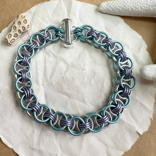 Helm Weave Bracelet Kit with FREE Video - Matte Sky Blue, Silver and Matte Lavender