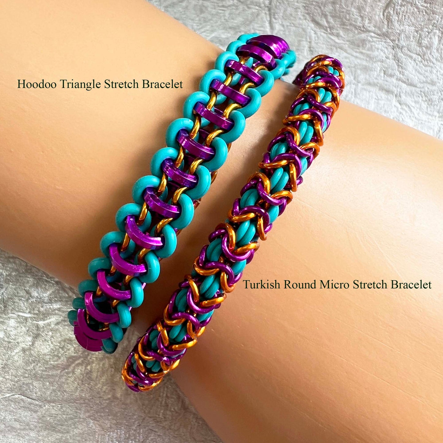 Hoodoo Triangle Stretch Bracelet Kit with Video Class - Teal, Violet and Orange