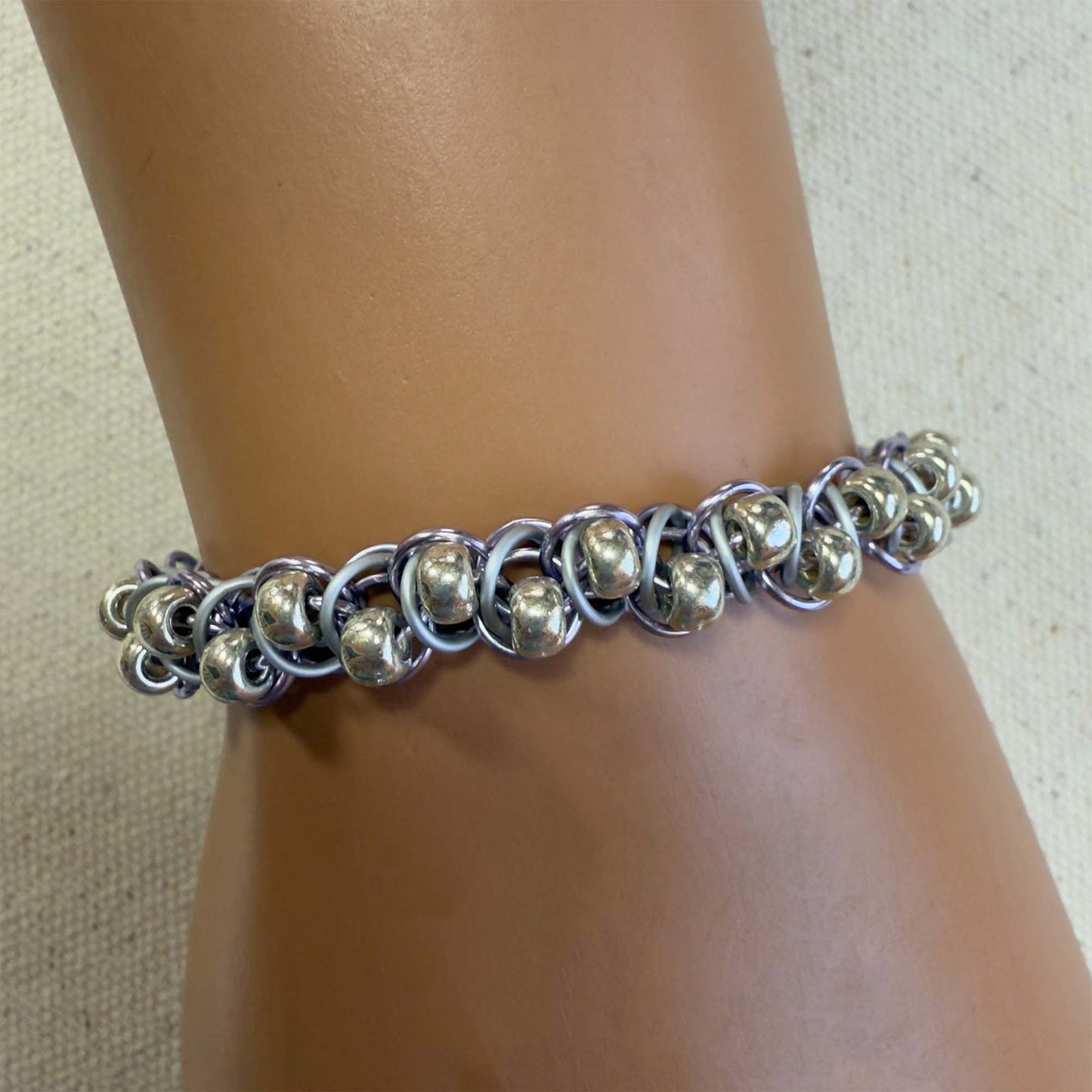 Jellybeans on Parade Beaded Bracelet Kit with Free Video - Lavender, Silver Frost & Duracoat Silver