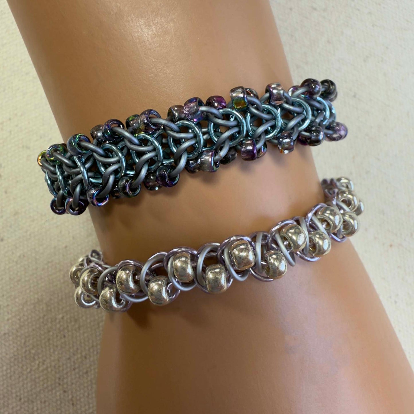 Jellybeans on Parade Beaded Bracelet Kit with Free Video - Lavender, Silver Frost & Duracoat Silver