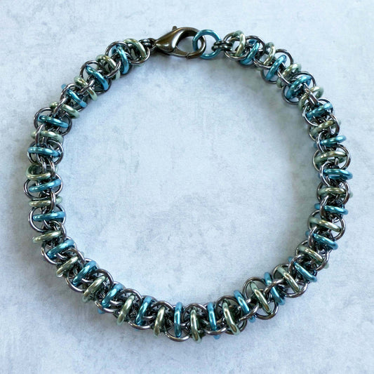 Jellybeans on Parade Bracelet Kit with Free Video - Gunmetal, Sea Foam, and Sky Blue