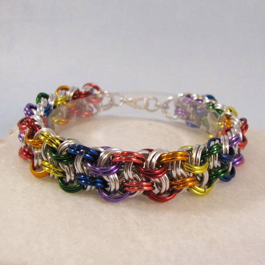 Vipera Berus Kinged Bracelet Kit with FREE video - Silver and Rainbow