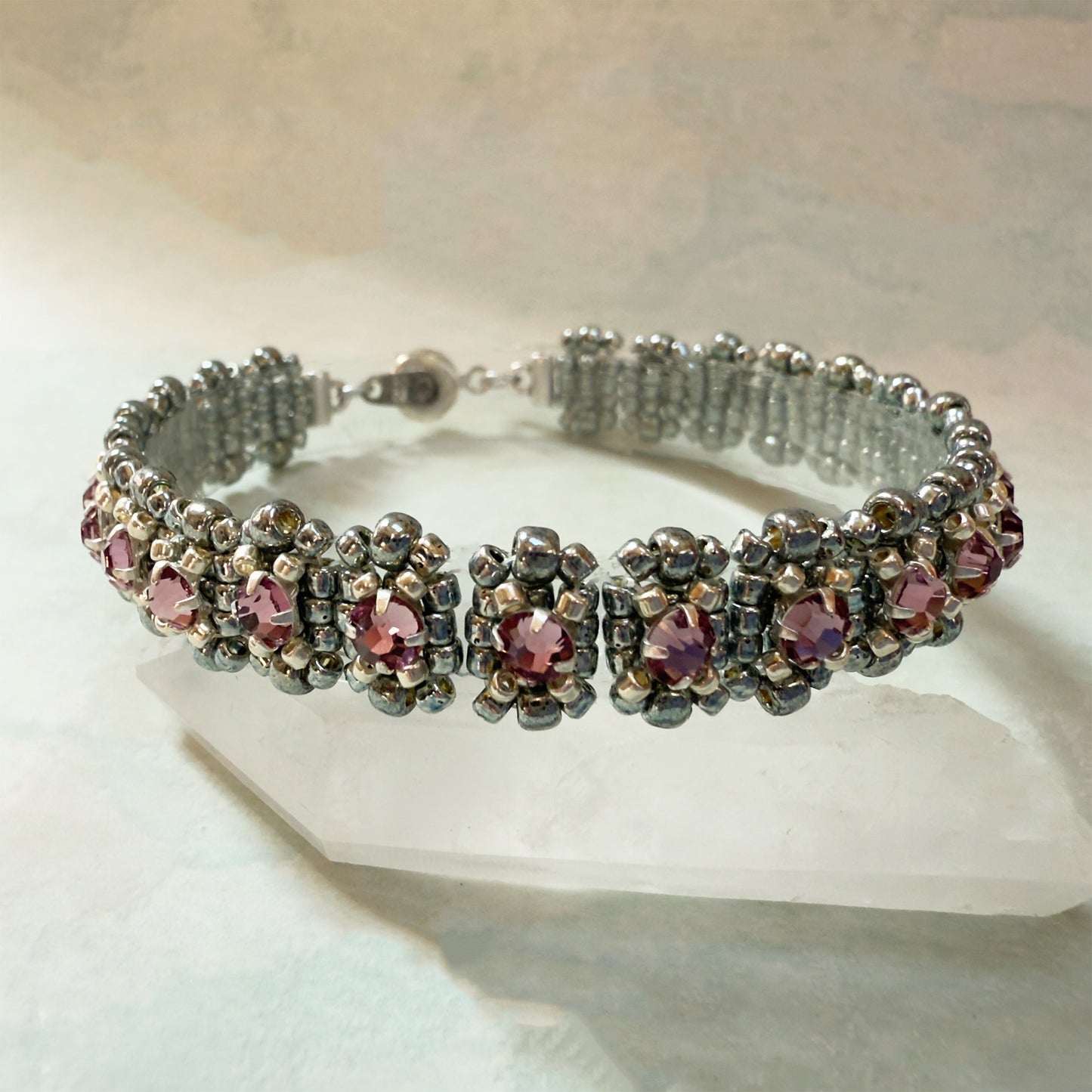 Ladder Stitch Tennis Bracelet Kit with Video Class - Galvanized Slate Blue & Light Amethyst