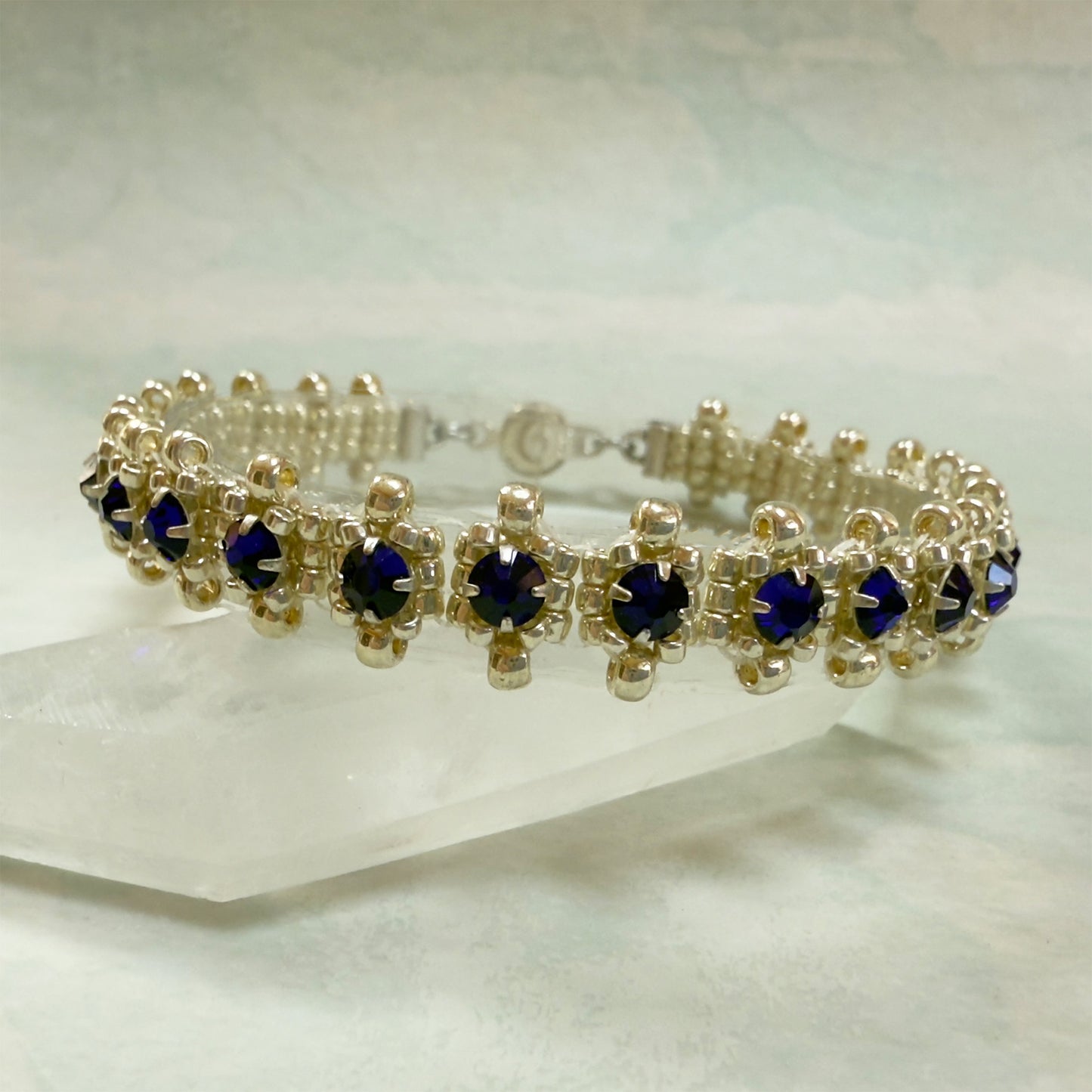 Ladder Stitch Tennis Bracelet Kit with Video Class - Silver & Cobalt