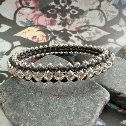 Little Bling Stretch Bracelet Kit with Video Class - Black, Silver & Crystal Preciosa