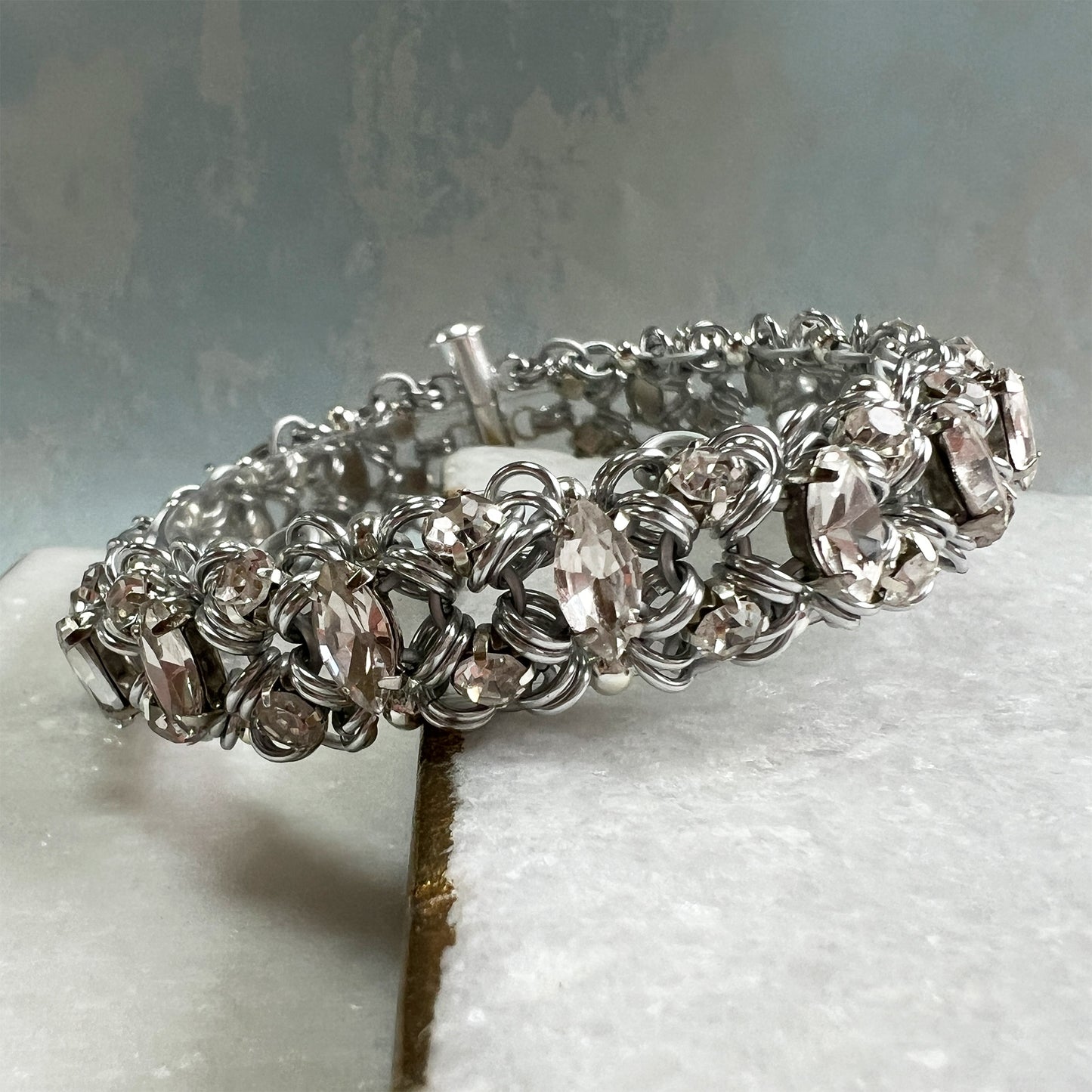 Navette Empress Bracelet Kit with Video Class - Silver & Crystal