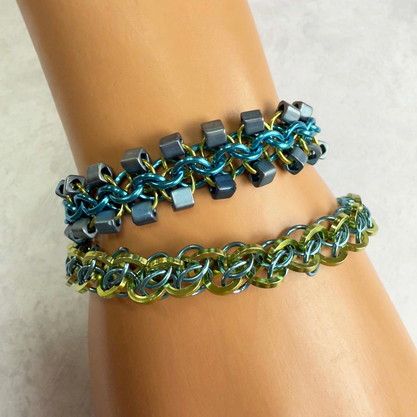 Not Again Beaded Bracelet Kit with Free Video Class - Blue Wave, Lemon Lime & Mediterranean Blue Frost