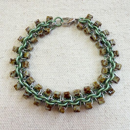 Not Again Beaded Bracelet Kit with Free Video Class - Matte Sea Foam, Silver & Gray Picasso