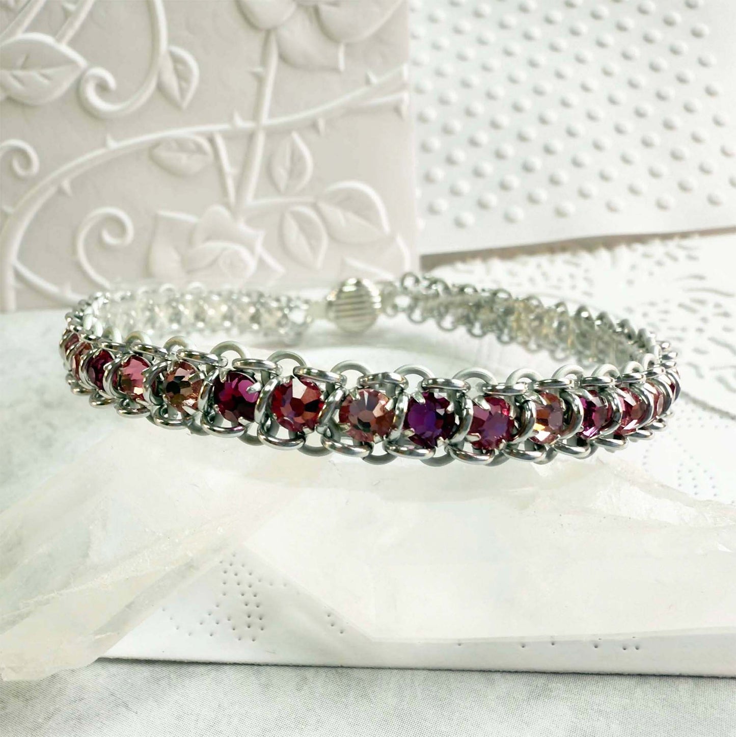 Ombre Rose Montee Tennis Bracelet Kit with Video Class - Silver & Pinks