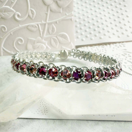 Ombre Rose Montee Tennis Bracelet Kit with Video Class - Silver & Pinks