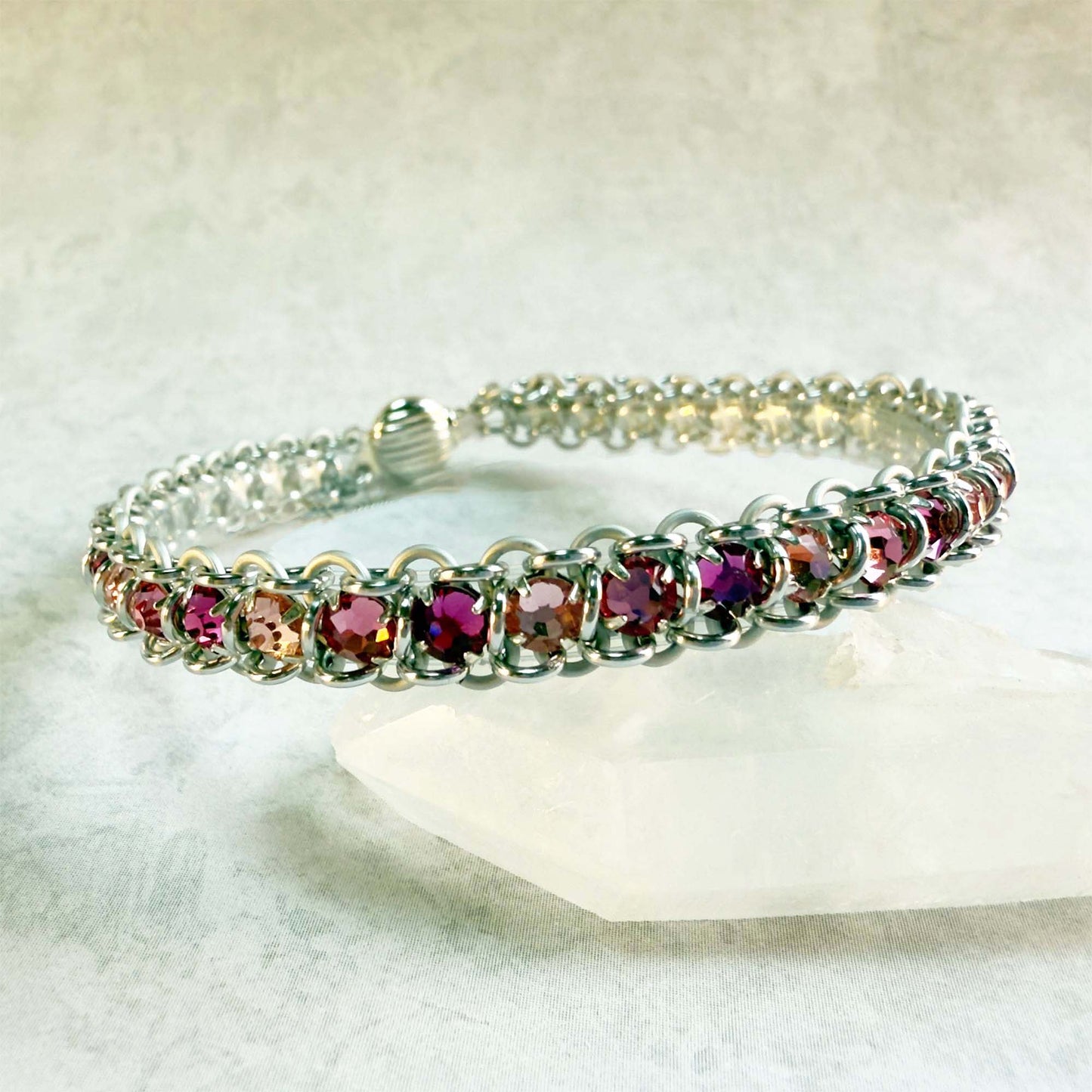 Ombre Rose Montee Tennis Bracelet Kit with Video Class - Silver & Pinks