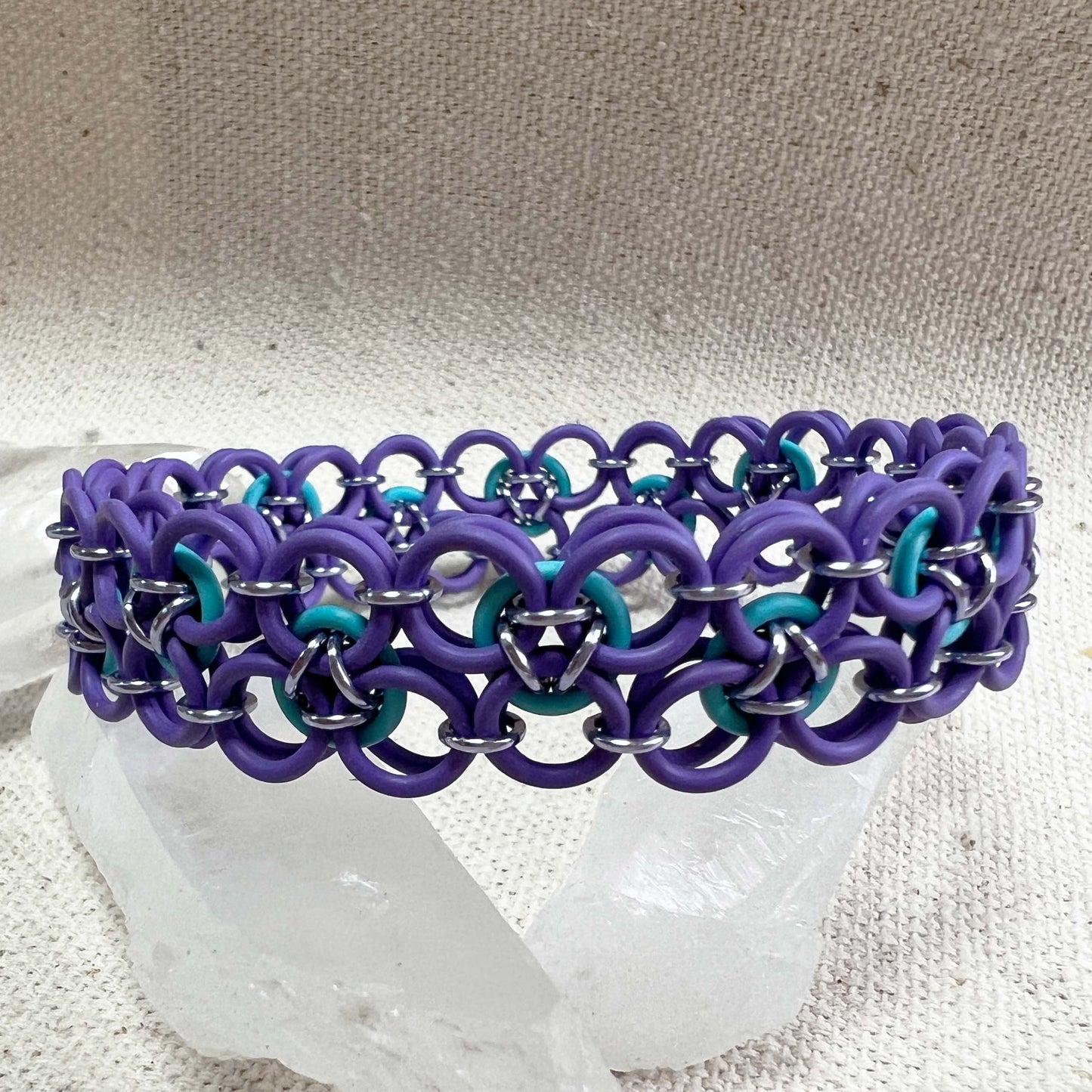 Oriental Scale Stretch Bracelet Kit with FREE video - Purple and Turquoise