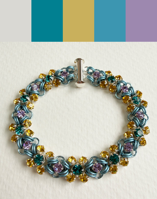 Papillon Link Bracelet Kit with Video Class - Sky Blue with Blue Zircon, Light Topaz & Violet