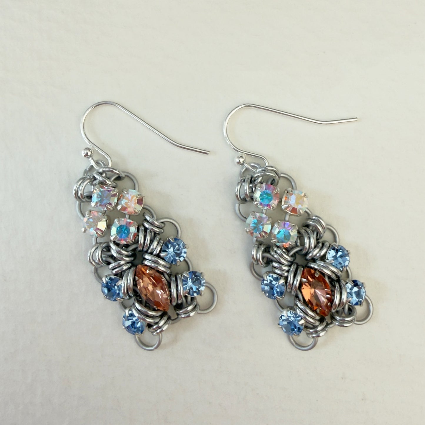 Pompadour Rhinestone Earrings Kit with Video Class - Saltwater Sunset