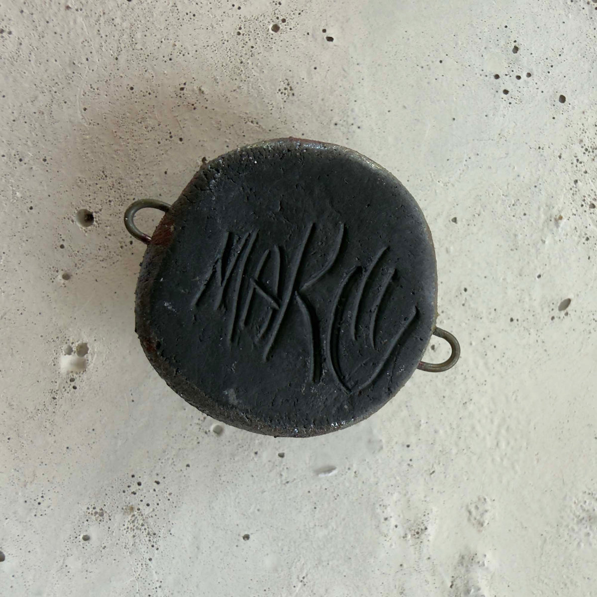 Raku Round Connector (1" diameter) - OOAK Ceramic